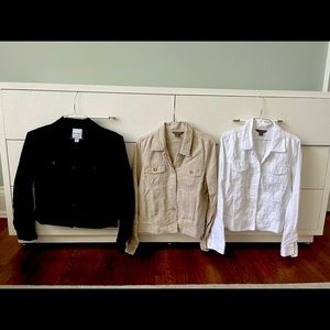 3 Tommy Bahama Linen Raw-Edge jackets.